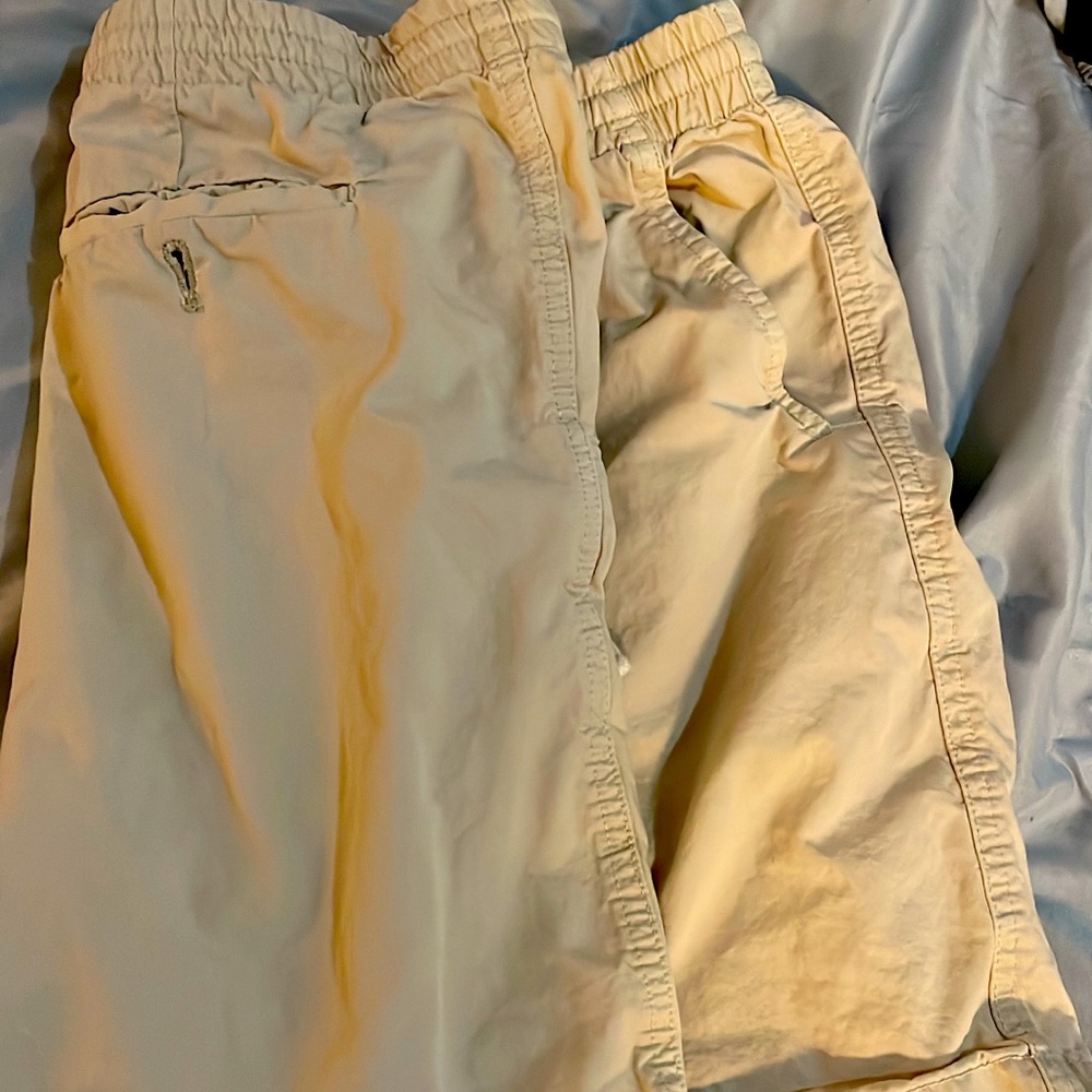 Light Beige Elastic Waist Shorts
